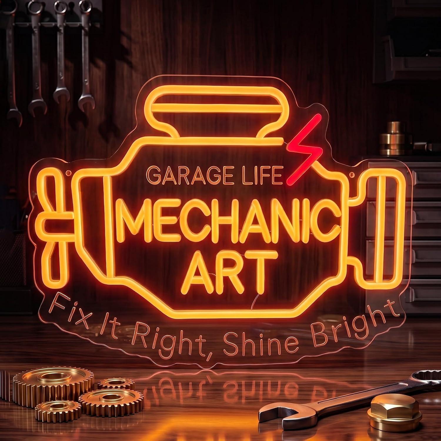 Mechanic Art Neon Sign USB Dim - Auto Repair Shop Signs recension och pris