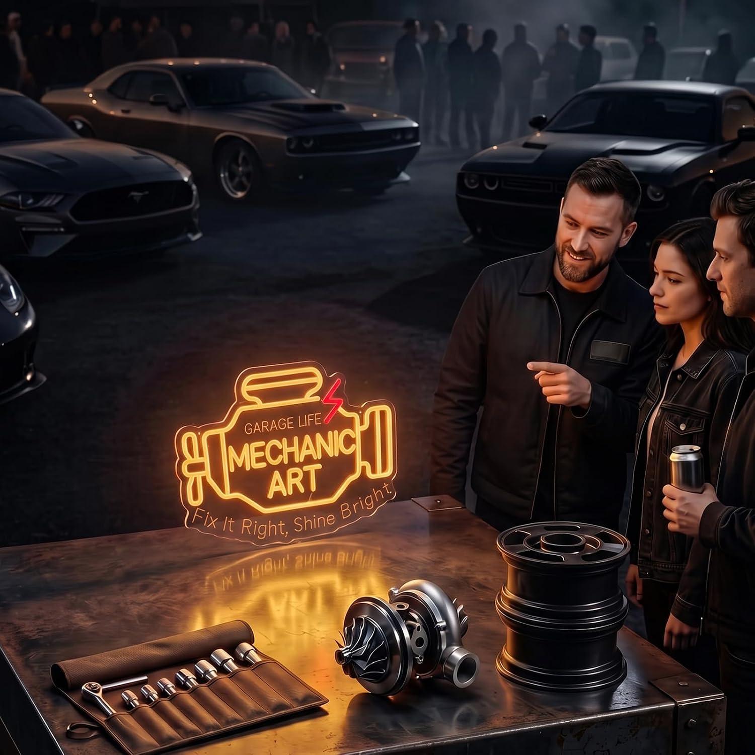 Mechanic Art Neon Sign USB Dim - Auto Repair Shop Signs recension och pris