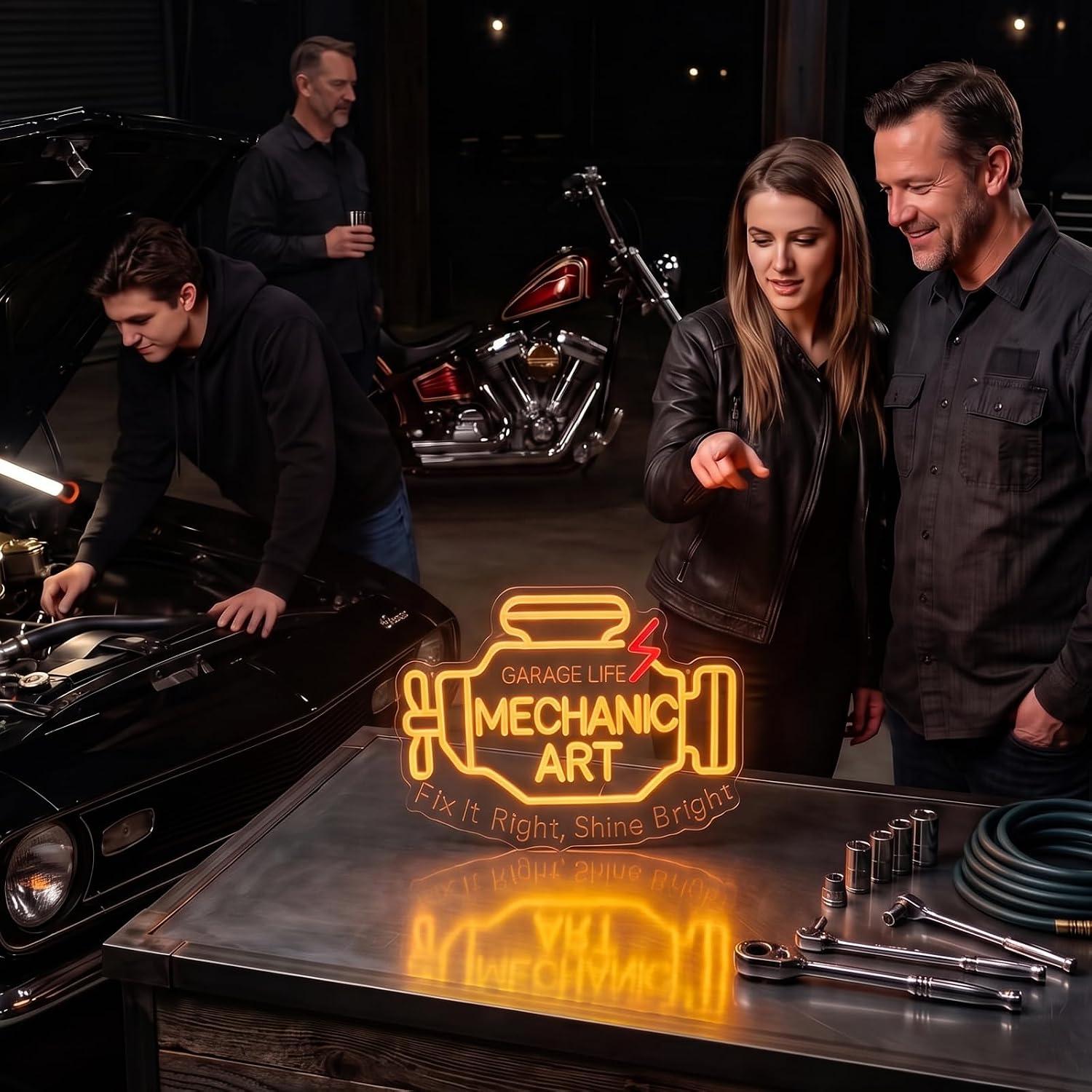 Mechanic Art Neon Sign USB Dim - Auto Repair Shop Signs recension och pris