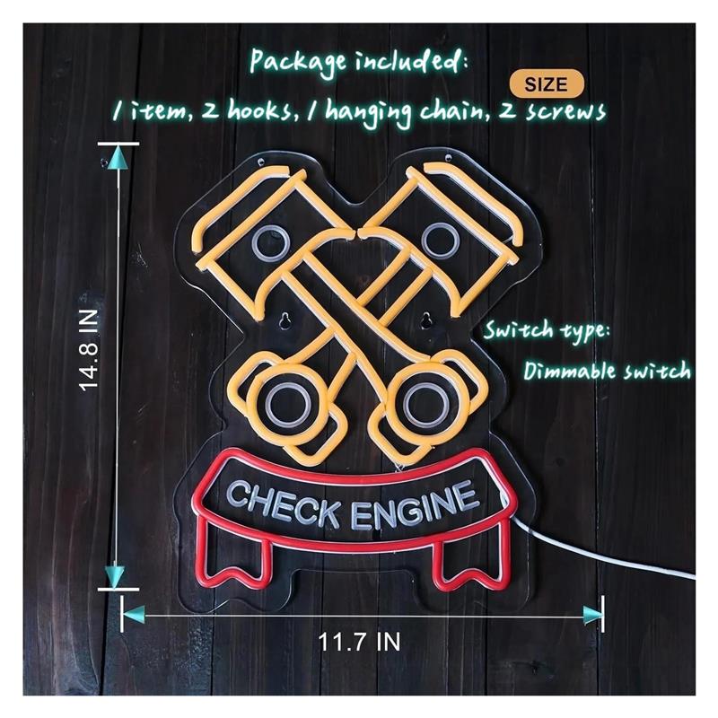 Check Engine Neon Sign For Aut - Auto Repair Shop Signs recension och pris